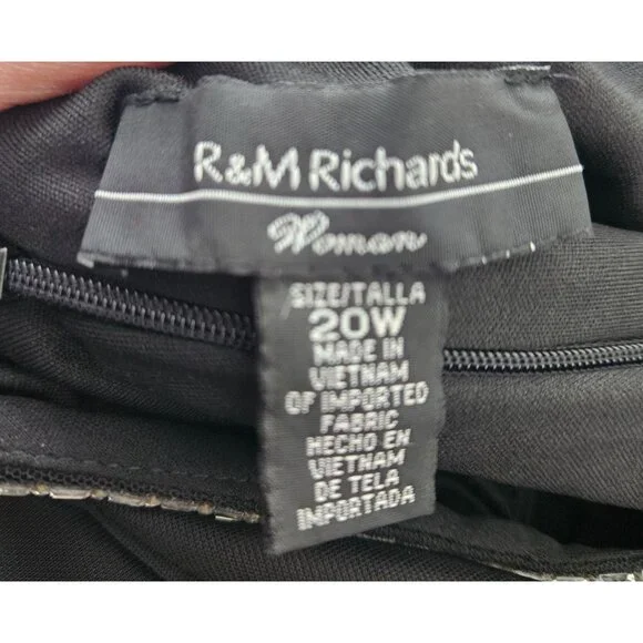 R&M Richards Womens Elegant Dress Plus 20W Black Sheer Capelet Evening Cocktail - Picture 14 of 16